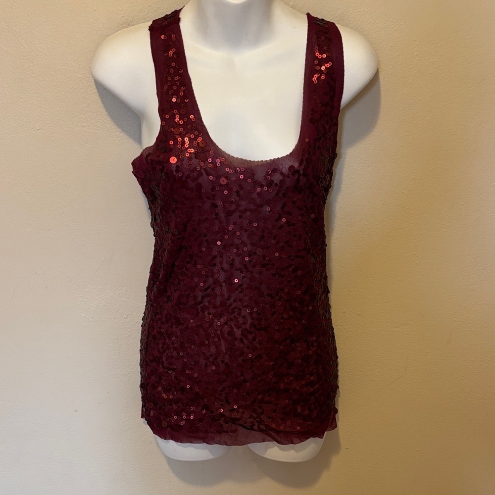 Max Studio Deep Red Sequin Tank Top